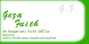 geza fuith business card